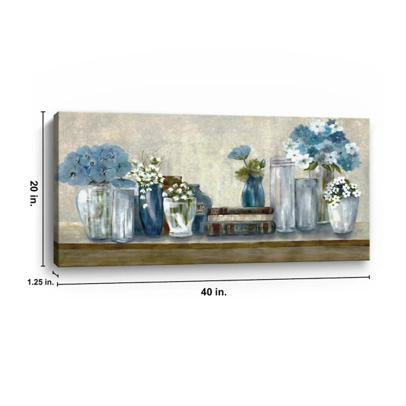 Blue Floral Desk Giclee Canvas Print, 40x20 in.