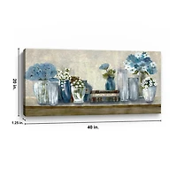 Blue Floral Desk Giclee Canvas Print, 40x20 in.