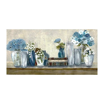Blue Floral Desk Giclee Canvas Print, 40x20 in.