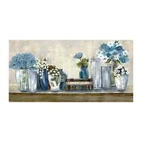 Blue Floral Desk Giclee Canvas Print, 40x20 in.