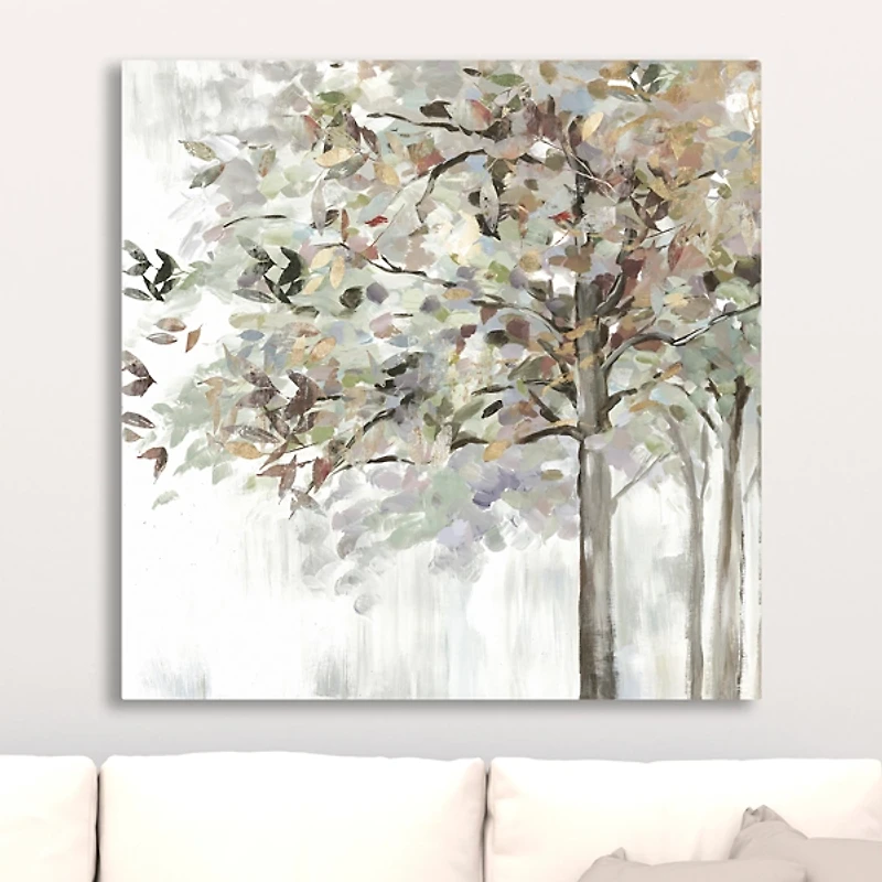 Autumn Leaves Neutral Giclee Canvas Art, 30x30 in.