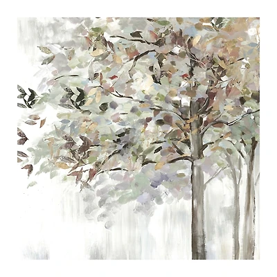 Autumn Leaves Neutral Giclee Canvas Art, 30x30 in.