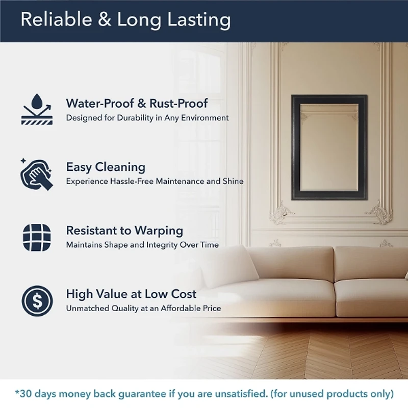 Black Two Step Beveled Frame Vanity Mirror