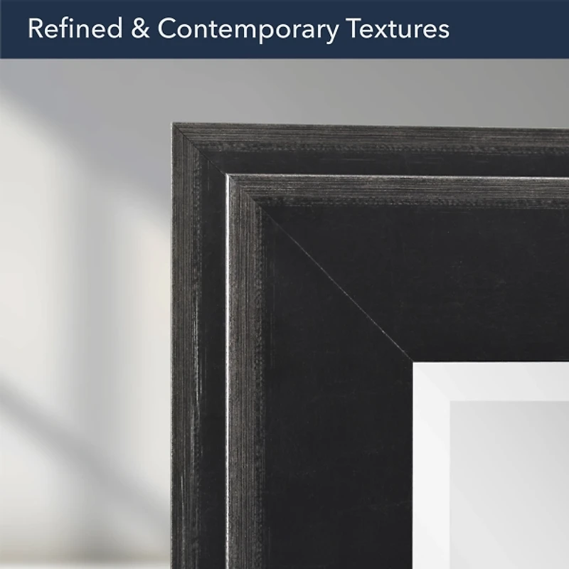 Black Two Step Beveled Frame Vanity Mirror