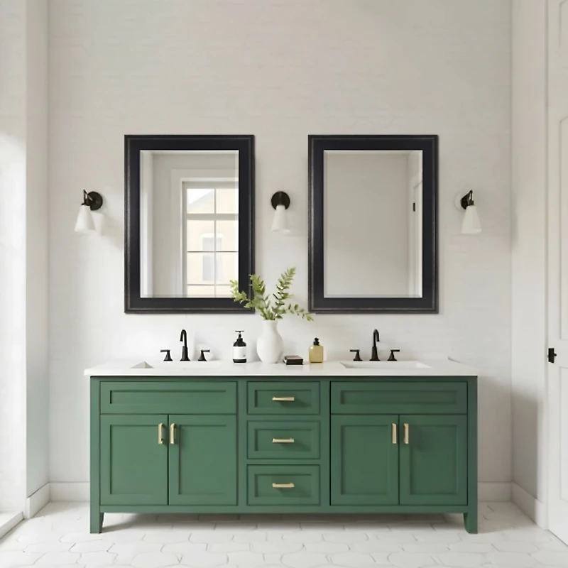 Black Two Step Beveled Frame Vanity Mirror