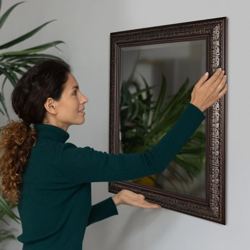 Bronze Ornate Beveled Framed Wall Mirror