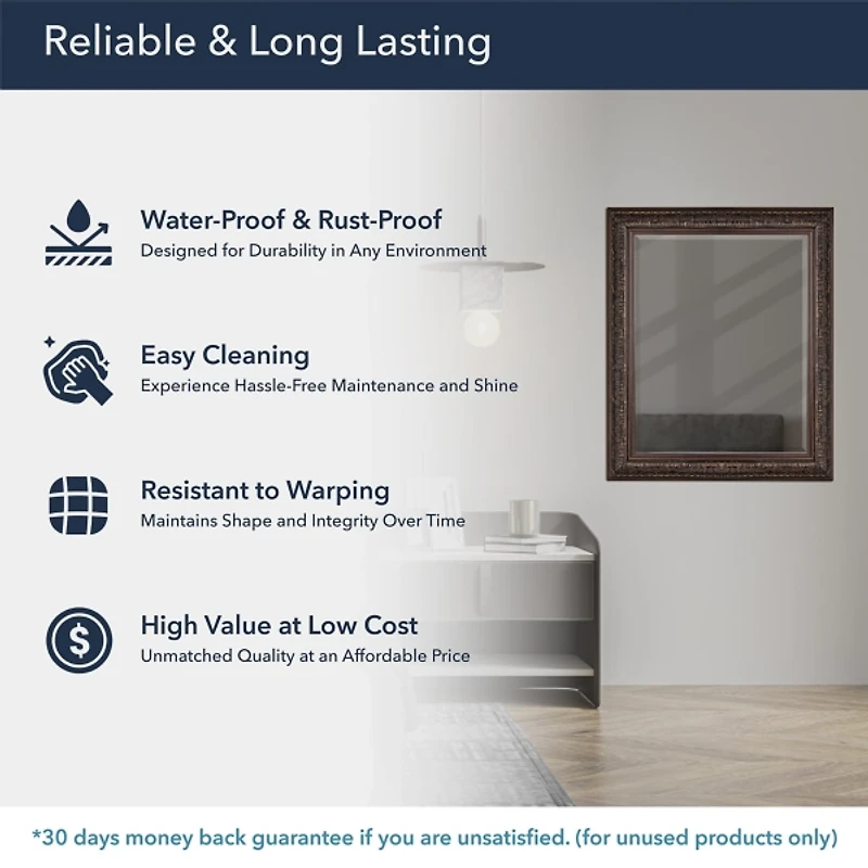 Bronze Ornate Beveled Framed Wall Mirror