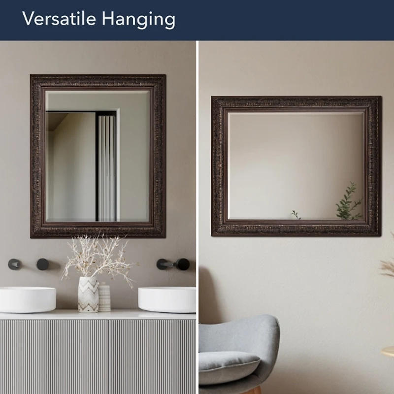 Bronze Ornate Beveled Framed Wall Mirror