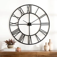 Black Metal Open Face Aiden Wall Clock