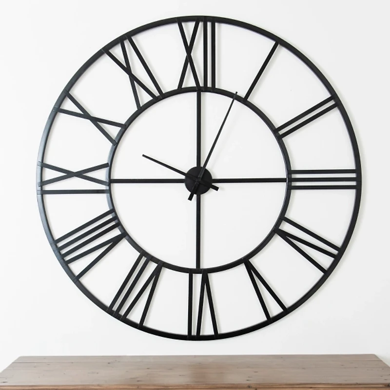Black Metal Open Face Aiden Wall Clock