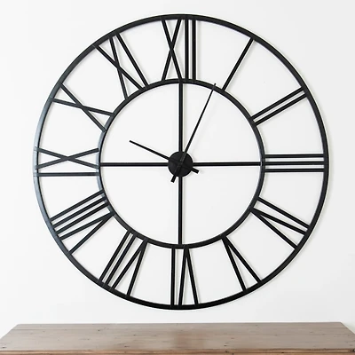 Black Metal Open Face Aiden Wall Clock