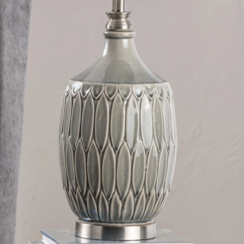 Gray Ceramic Round Base Table Lamp
