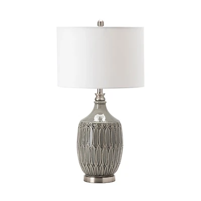 Gray Ceramic Round Base Table Lamp