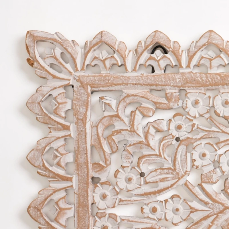 Cream Carved Wooden Wall Plaque