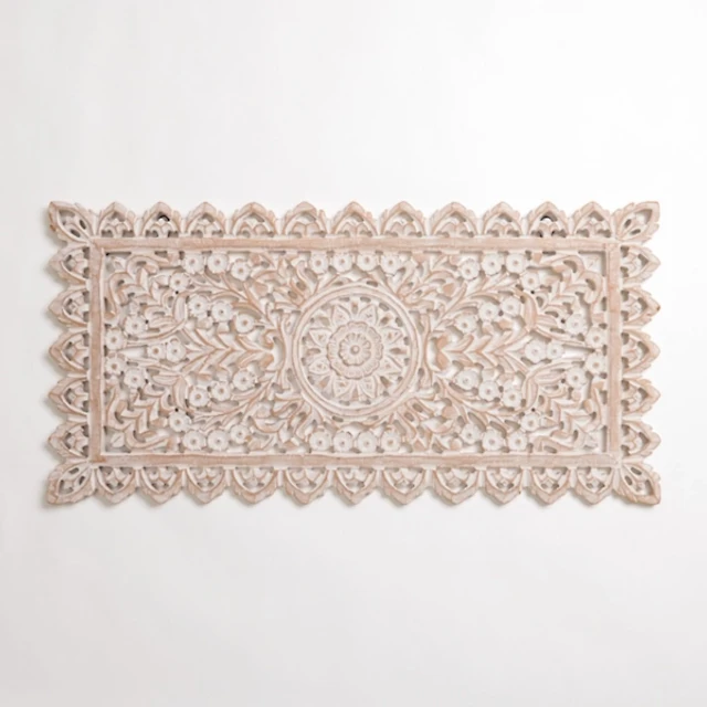 Cream Carved Wooden Wall Plaque