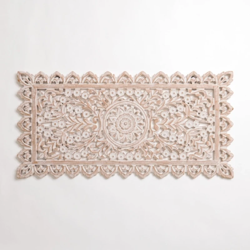 Cream Carved Wooden Wall Plaque