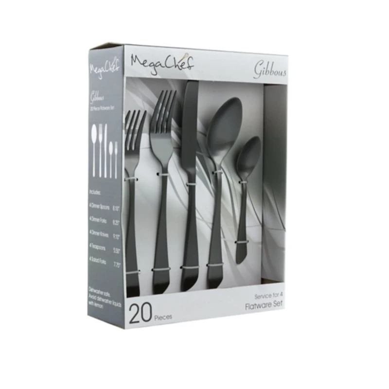 Black Stainless Steel Gibbous 20-pc. Flatware Set