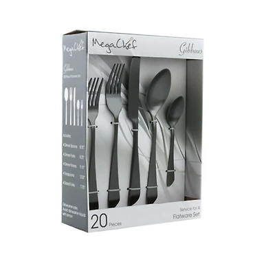 Black Stainless Steel Gibbous 20-pc. Flatware Set