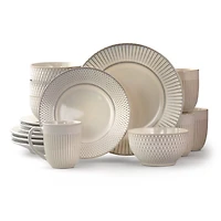 White 16-pc. Embossed Stoneware Dinnerware Set