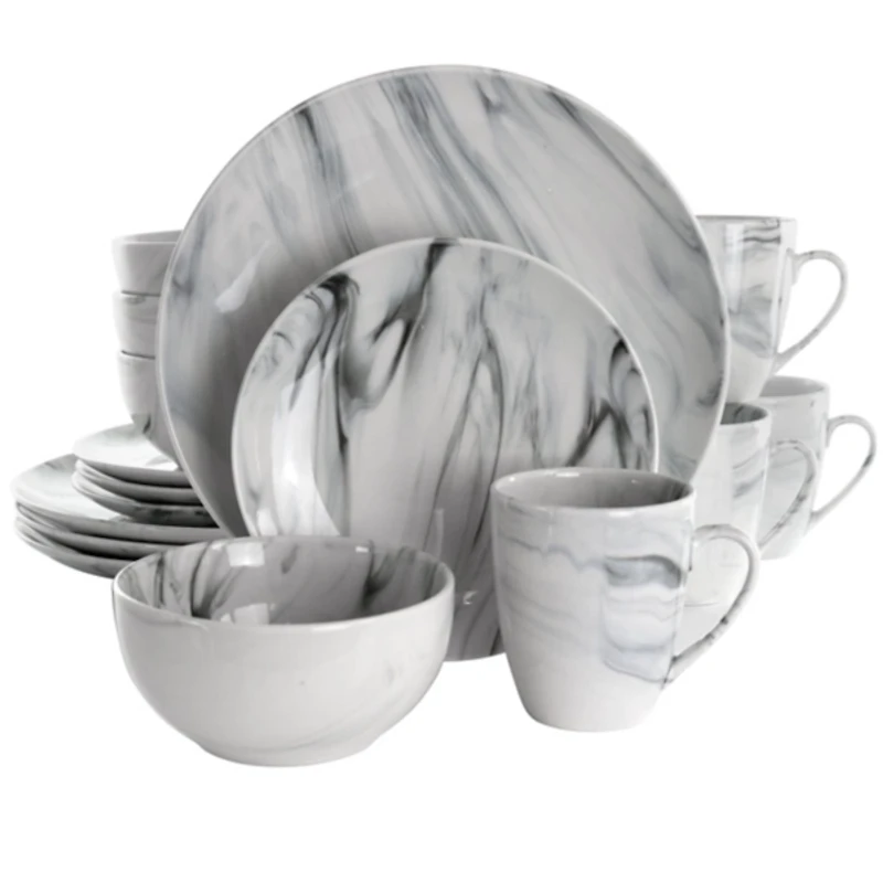 Black and White Marble 16-pc. Dinnerware Set