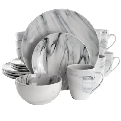 Black and White Marble 16-pc. Dinnerware Set