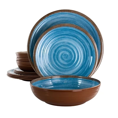 Blue Swirl Melamine 12-pc. Dinnerware Set