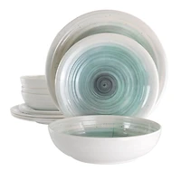 Light Blue Swirl Melamine 12-pc. Dinnerware Set