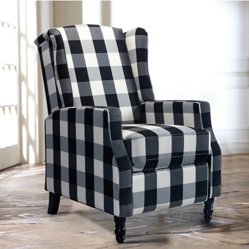 Black and White Buffalo Check Recliner