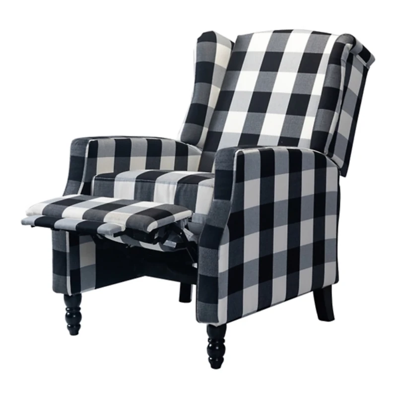 Black and White Buffalo Check Recliner