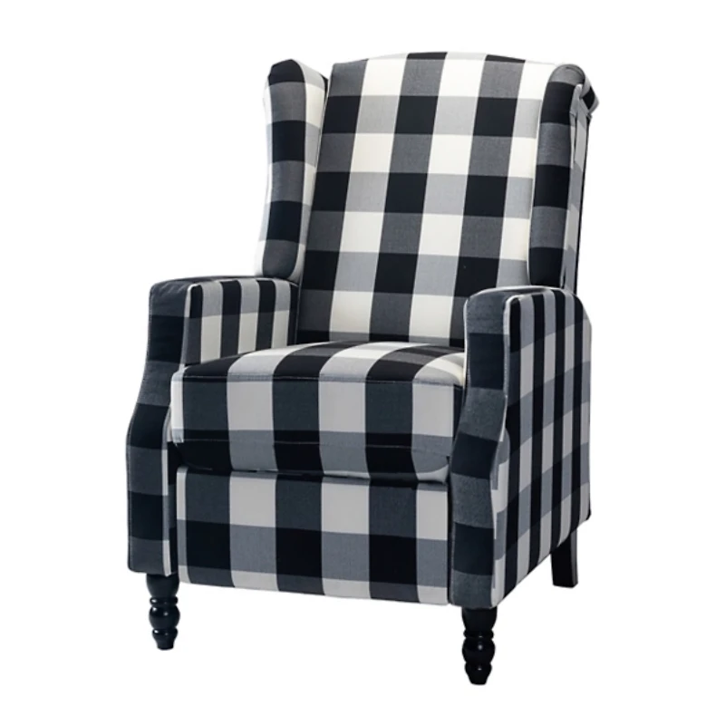 Black and White Buffalo Check Recliner
