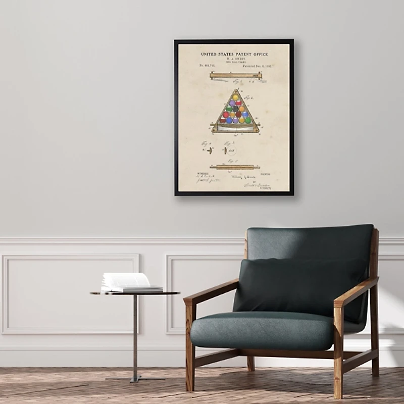 Watercolor Pool Ball Frame Framed Art Print