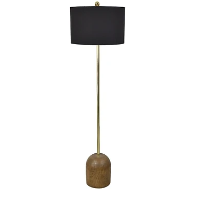 Rounded Faux Wood and Gold Floor Lamp