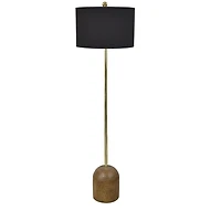 Rounded Faux Wood and Gold Floor Lamp