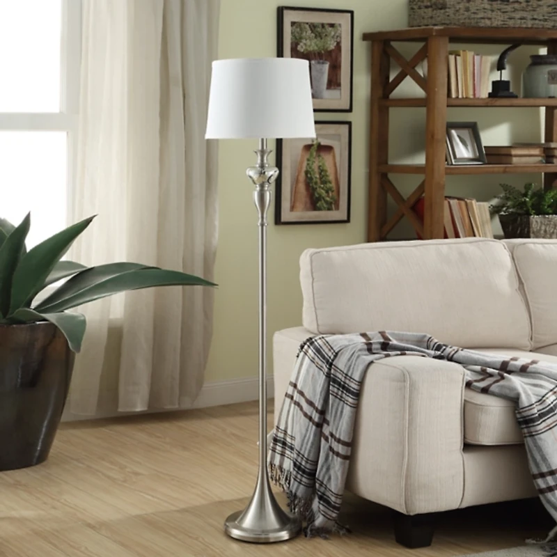 Brushed Steel Fluted Floor Lamp