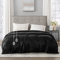 Black Full Ultra Soft Plush Heated Blanket