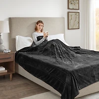 Black Full Ultra Soft Plush Heated Blanket