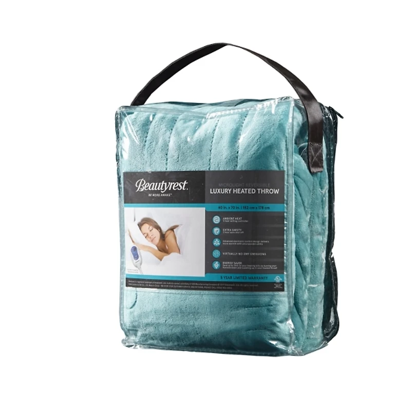 Light Green Ultra Soft Plush Heated Throw