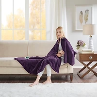 Purple Ultra Soft Plush Heated Throw