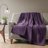 Purple Ultra Soft Plush Heated Throw