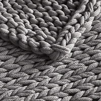 Gray Hand Made Chunky Double Knit Throw Blanket