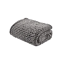 Gray Hand Made Chunky Double Knit Throw Blanket