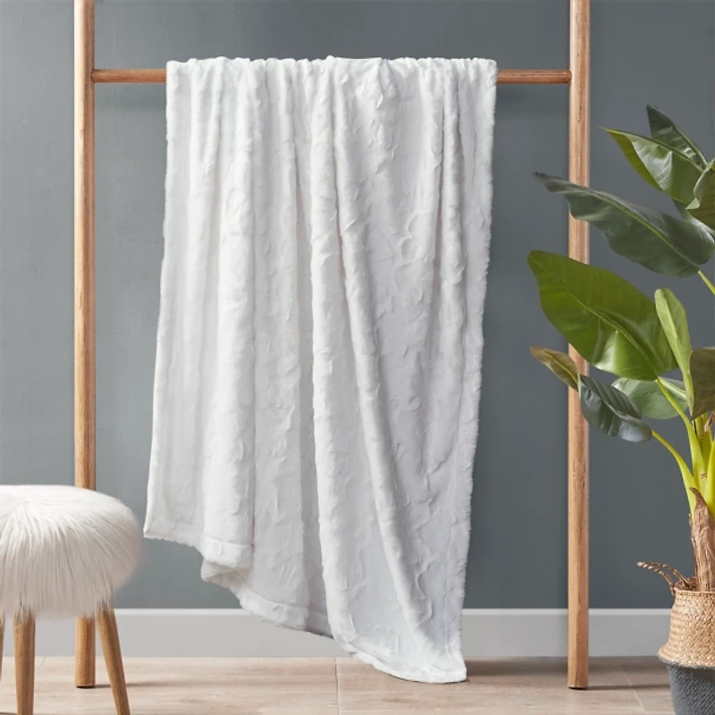 White Faux Fur Oversized Throw