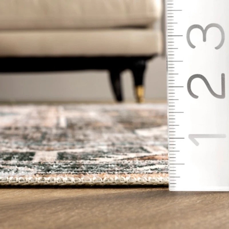 Orange Global Pattern Washable Area Rug, 5x8