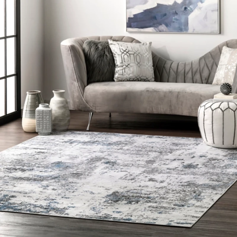 Gray Modern Abstract Washable Runner