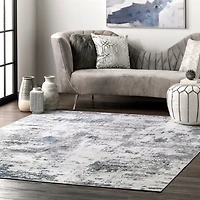 Gray Modern Abstract Washable Runner
