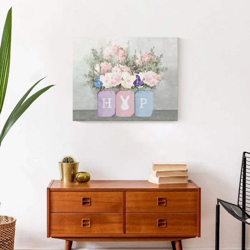 Floral Mason Jars Hop Canvas Art Print