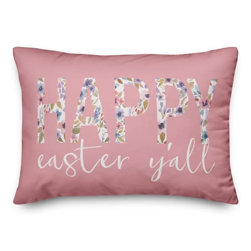 Pink Happy Easter Y'all Pillow