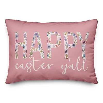 Pink Happy Easter Y'all Pillow