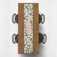 Pink Floral Print Cotton Twill Table Runner