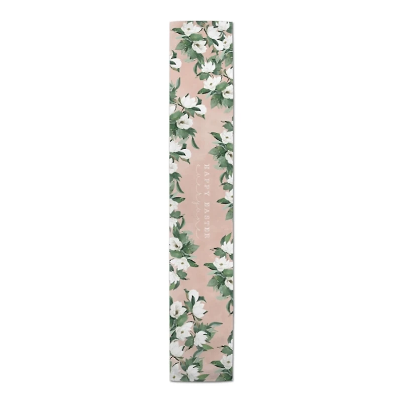 Pink Floral Print Cotton Twill Table Runner